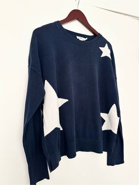 Vineyard Vines Navy Crewneck Sweater with White Stars